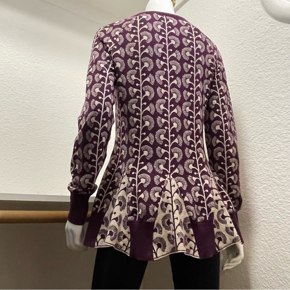 Rare*ANTHRO* HWR Monogram, Climbing Marigold Cotton/Wool Blend Cardigan Sz M - Picture 4 of 10